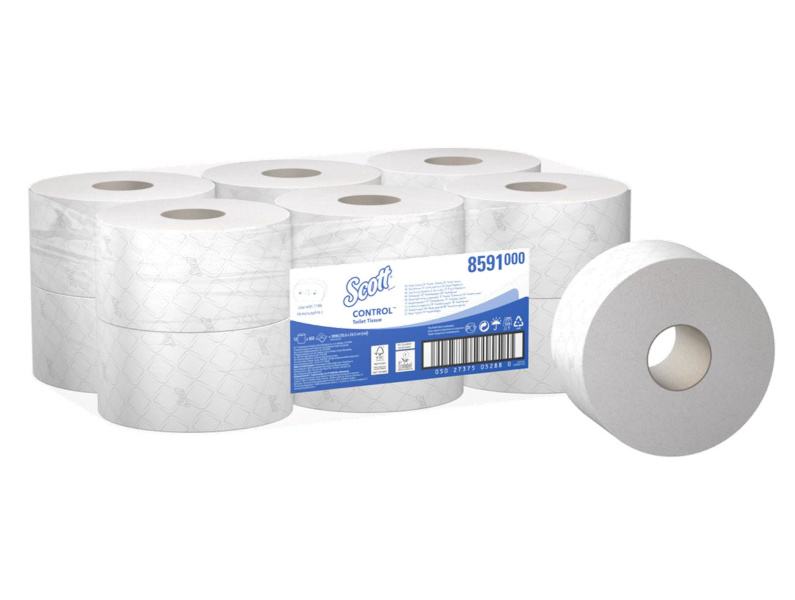 Туалетная бумага в больших рулонах с центральной подачей Kimberly-Clark SCOTT 8591, двухслойная