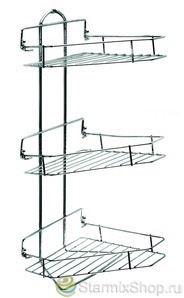 Полка тройная хромированная угловая SA014