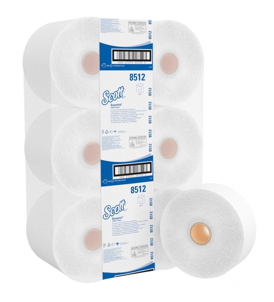 Туалетная бумага в больших рулонах Kimberly-Clark SCOTT Mini Jumbo 8512, двухслойная