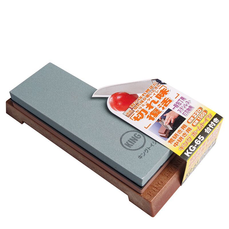 Камень точильный KING 185х63х25 #220/1000 комбинированный на подставке