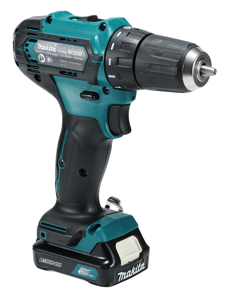 Дрель-шуруповерт аккумуляторная Makita DF333DWYE CXT 12В, 2х1.5 Ач Li-ion, 30 Нм, 1700 об/мин