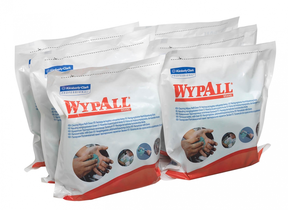 Протирочная салфетка Kimberly-Clark Wypall® Cleaning Wipes 7776 в герметичном пакете для замены в тубу 7775М
