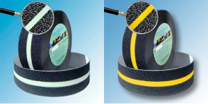 Сигнальная противоскользящая лента «AntiSlip Systems». Сигнальная. С полосой.