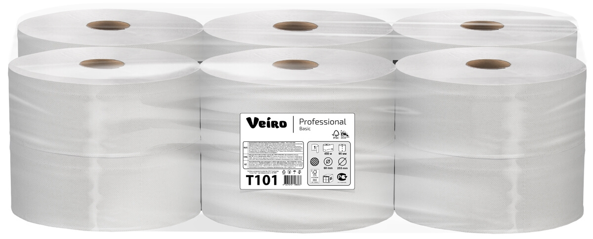 Туалетная бумага в больших рулонах Veiro Professional Basic T101