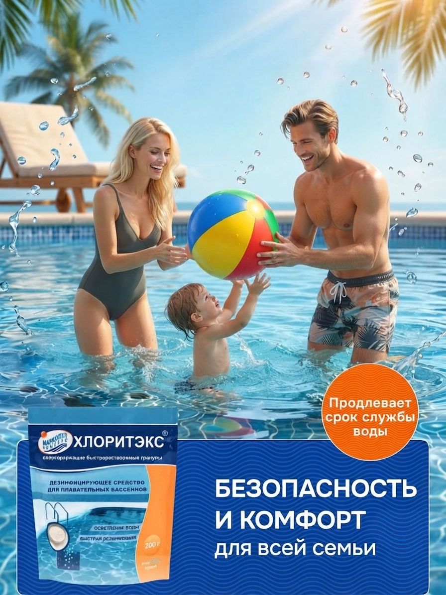 Средство для бассейна Маркопул ХЛОРИТЭКС, гранулы, 200 г