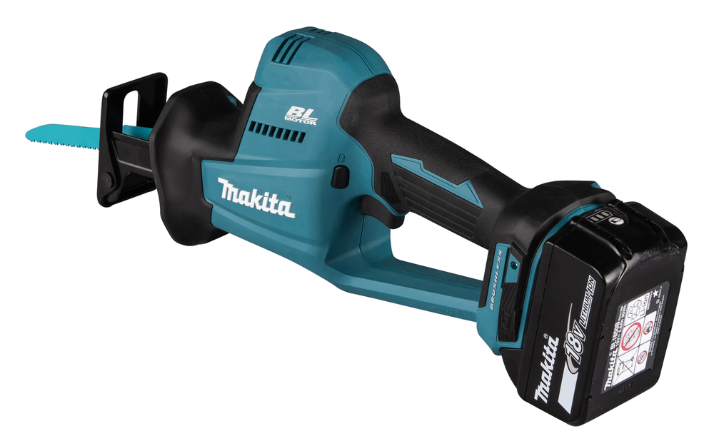 Пила сабельная аккумуляторная Makita DJR189Z LXT BL 18В, ход 22мм, рез 255мм, XPT, электрический тормоз, регулировка оборотов, поддержание оборотов под нагрузкой, бесключевая смена полотна, подсветка, без акб и ЗУ