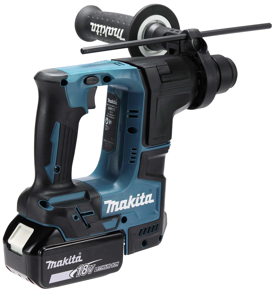 Перфоратор аккумуляторный Makita DHR171RTJ LXT 18В, 2х5.0 Ач, 17 мм, 1,2 Дж, SDS-PLUS