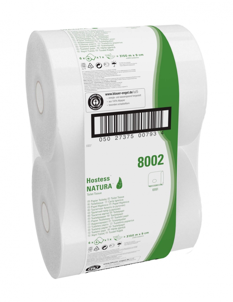Туалетная бумага в больших рулонах Kimberly-Clark UNBRANDED Midi Jumbo 8002, однослойная