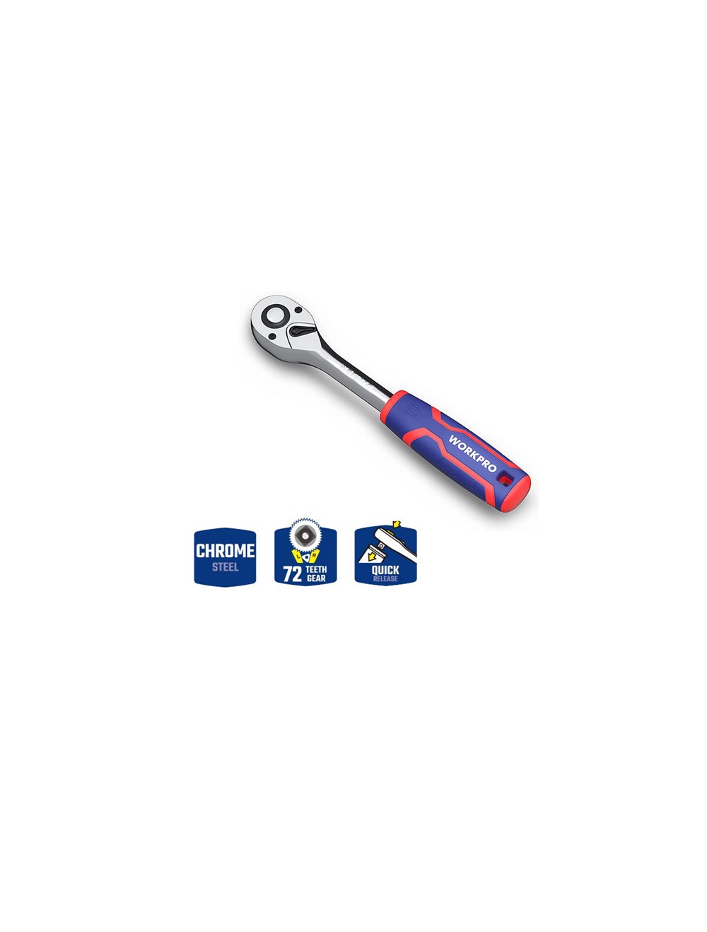 Ключ трещоточный 1/2" 72 зуба для труднодоступных мест WORKPRO