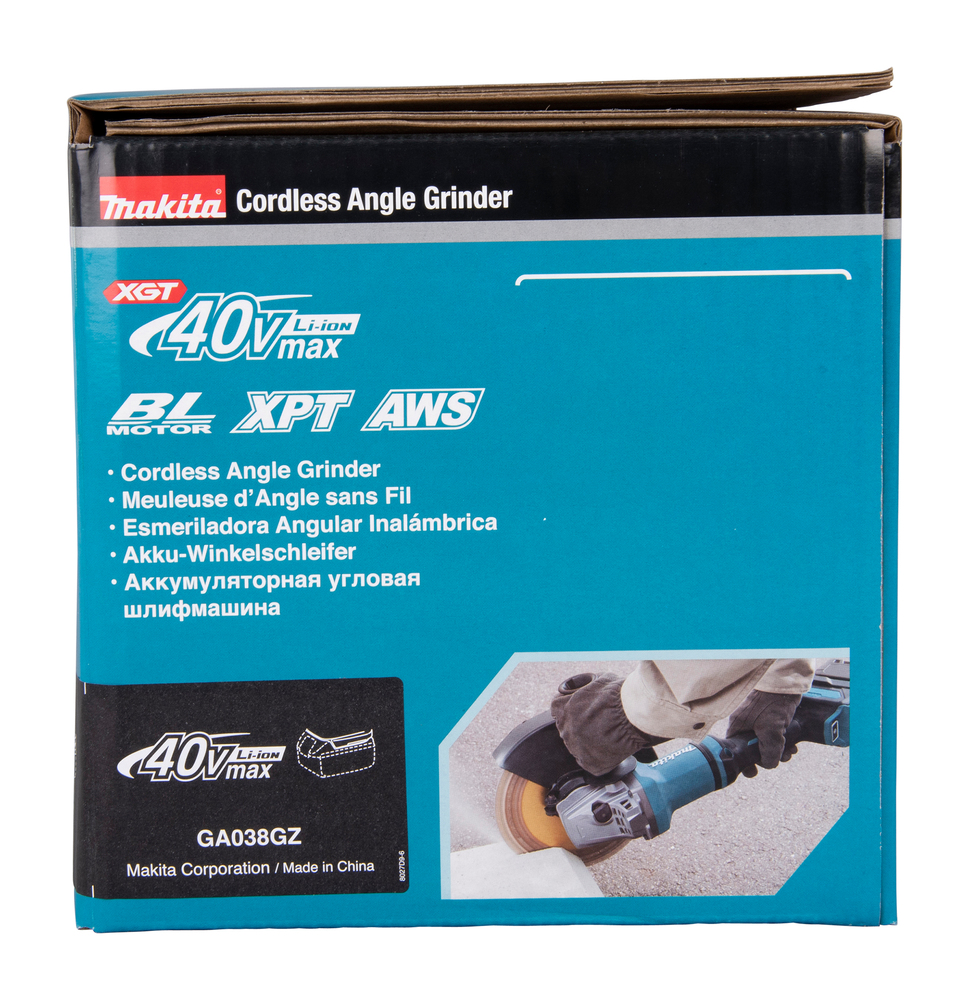 Угловая шлифмашина аккумуляторная Makita GA038GZ XGT BL 40В, 230 мм, 6600 об/мин, без акб и ЗУ