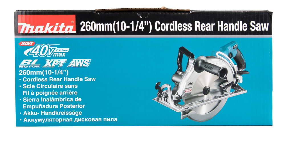 Пила дисковая аккумуляторная с задней рукояткой Makita RS002GZ XGT 40В, 260 мм, 4000 об/мин, без акб и ЗУ
