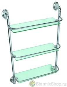 Полка тройная стеклянная с бортиком 3113