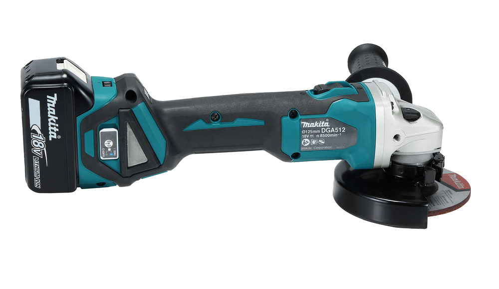 Угловая шлифмашина аккумуляторная Makita DGA512ZU LXT 18В, 125 мм, 3000 - 8500 об/мин, без акб и ЗУ