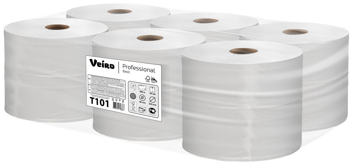 Туалетная бумага в больших рулонах Veiro Professional Basic T101