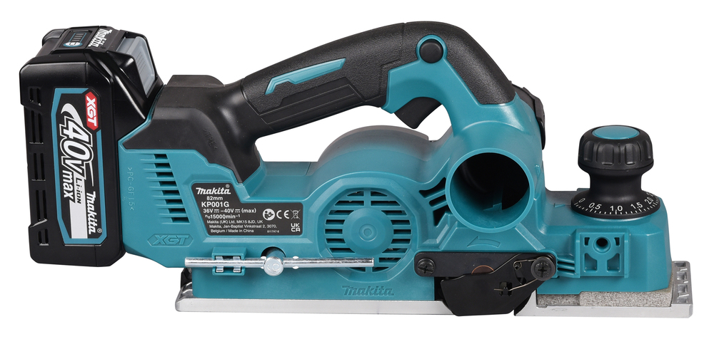 Рубанок аккумуляторный  Makita KP001GZ б\щет, 40В, XGT, 15000 об\м, ширина 82 мм, глуб. 4 мм, 3.7 кг, XPT, AWS, без акб и ЗУ