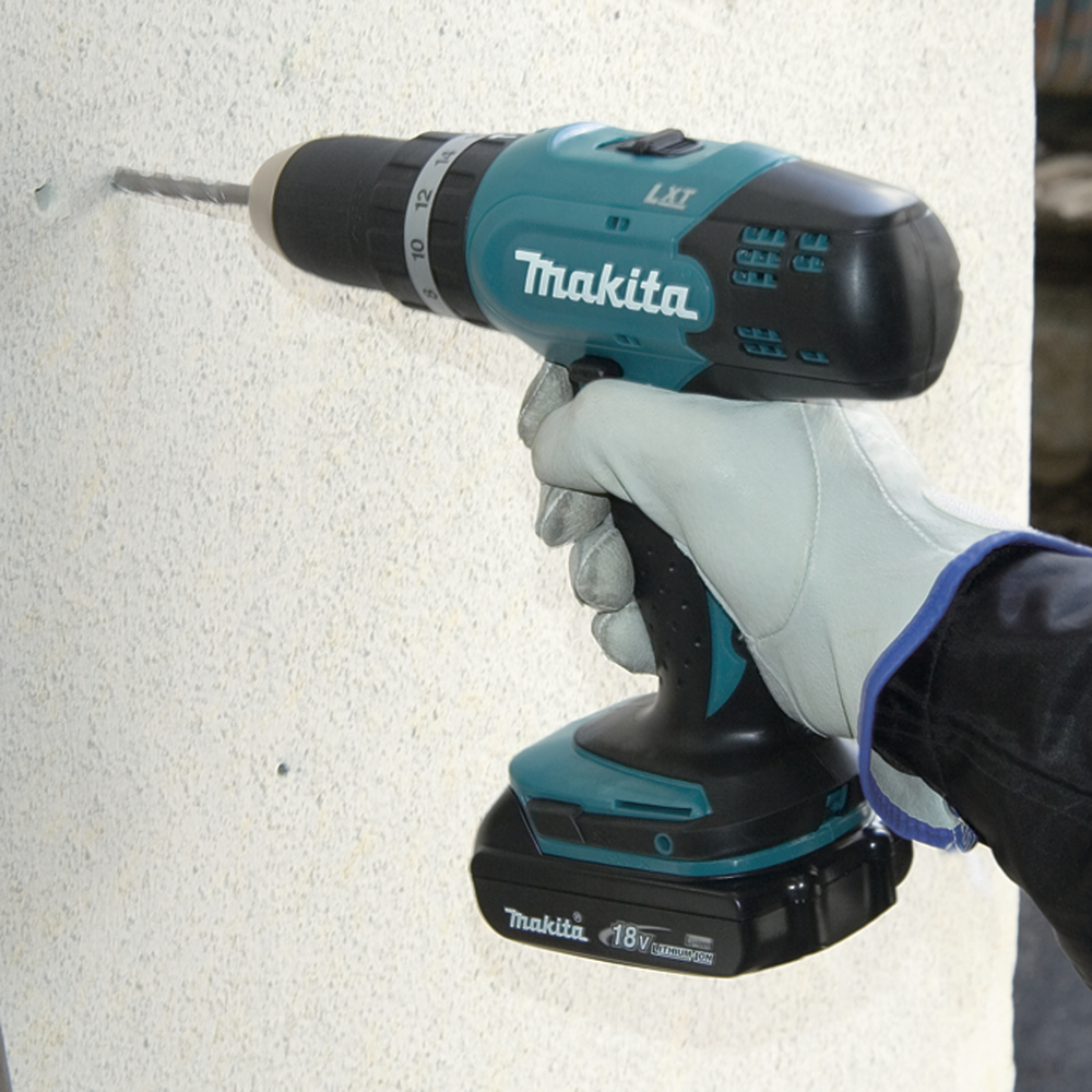 Ударная дрель-шуруповерт аккумуляторная Makita DHP453SYE LXT 18В, 2х1.5 Ач, 42 Нм, 1300 об/мин