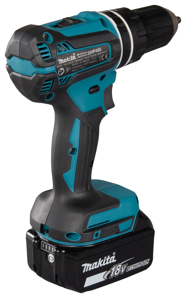 Аккумуляторная ударная дрель-шуруповерт Makita DHP485SYE 18В, 2х1,5 Ач Li-ion, 50 Нм, 1 900 об/мин