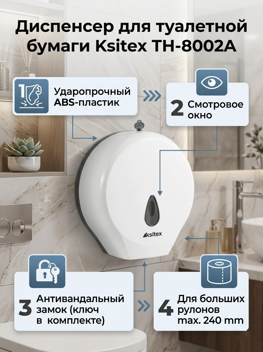Диспенсер для туалетной бумаги Ksitex TH-8002A