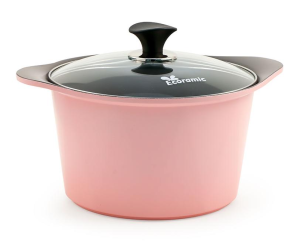 Кастрюля 6 л. Ecoramic 26 см розовая с титановым антипригарным покрытием с крышкой