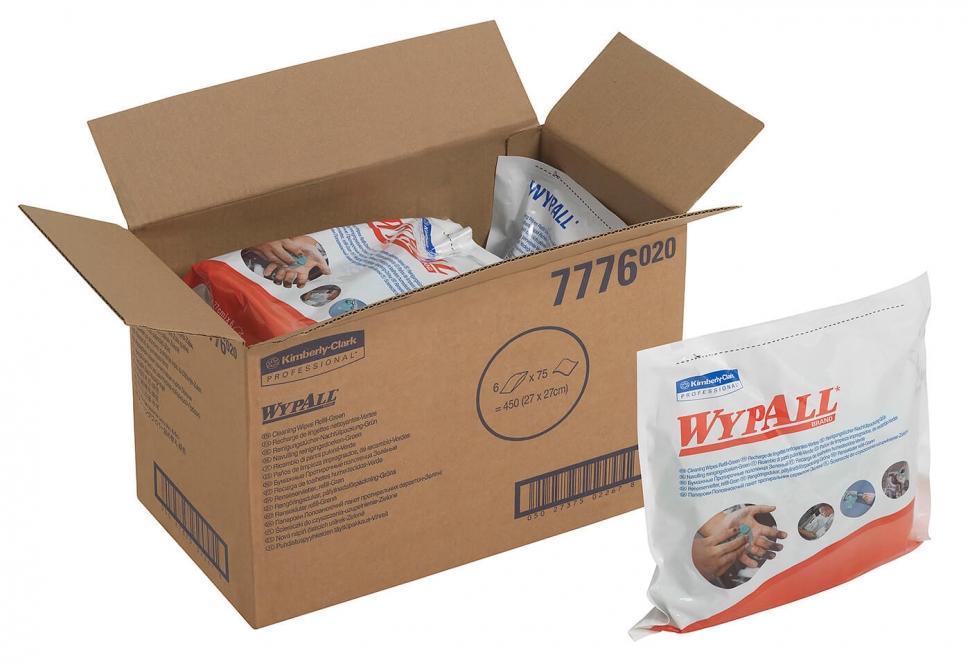 Протирочная салфетка Kimberly-Clark Wypall® Cleaning Wipes 7776 в герметичном пакете для замены в тубу 7775М