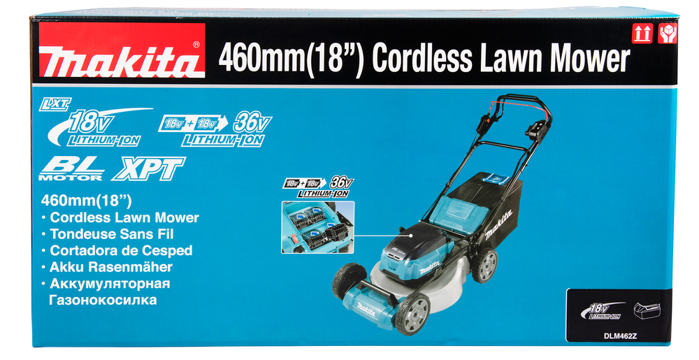 Газонокосилка аккумуляторная Makita LXT DLM462Z 18 В X2, 46 см, 60 л, без акб и З/У