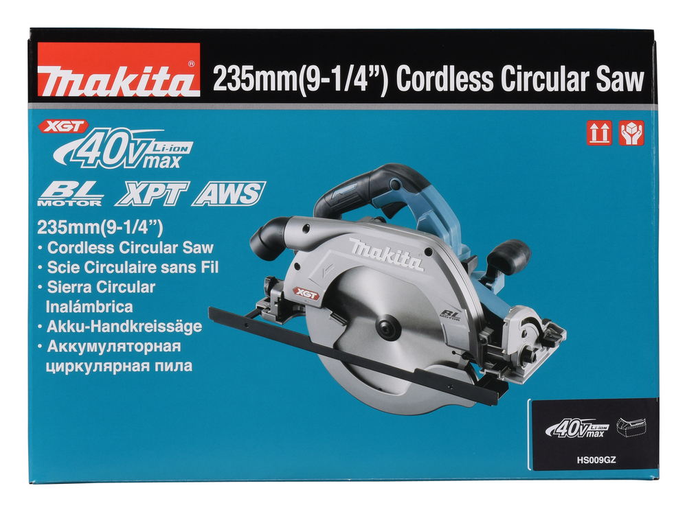 Пила дисковая аккумуляторная Makita HS009GZ XGT 40 В, 235 мм, 4000 об/мин, без акб и ЗУ