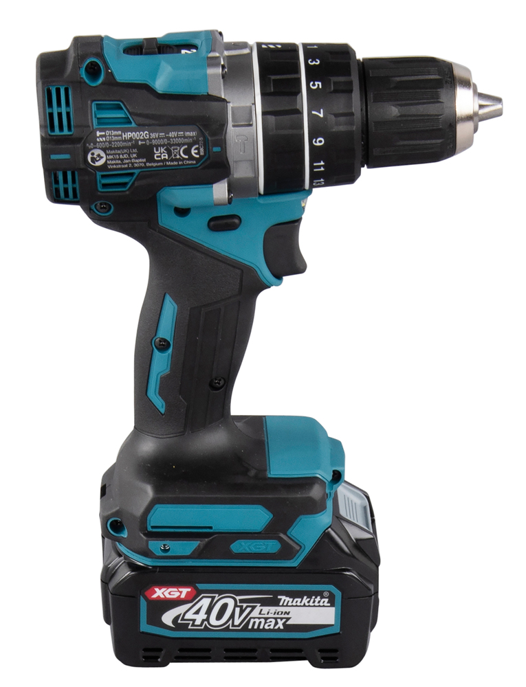 Ударная дрель-шуруповерт аккумуляторная Makita HP002GD201 XGT 40В, 2х2.5 Ач, 65 Нм, 2200 об/мин