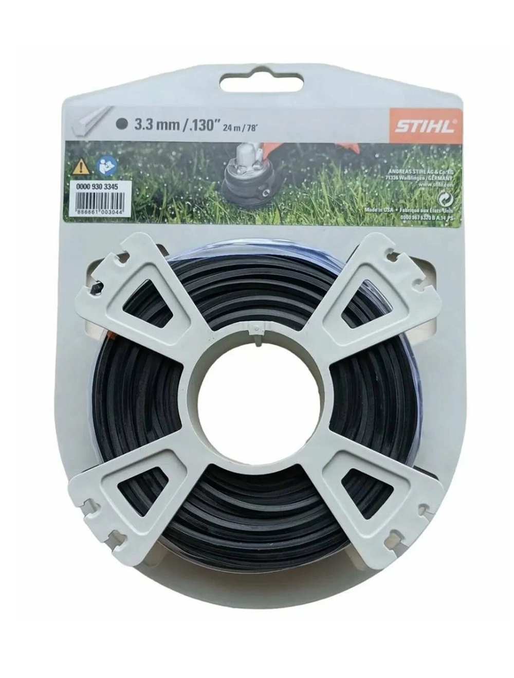 Струна 3,3 мм х 24 м STIHL пятиугольного сечения, чёрный