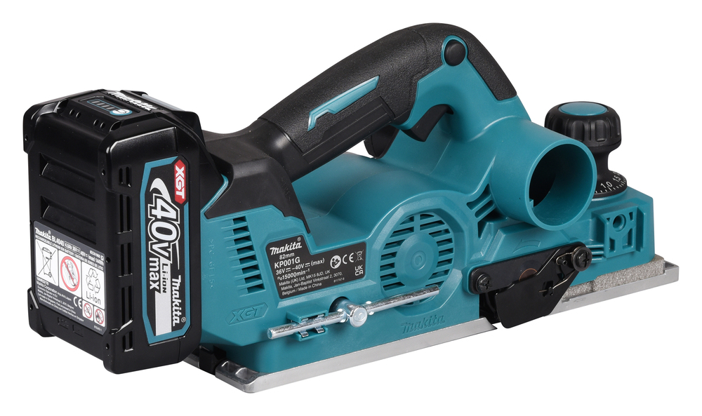 Рубанок аккумуляторный  Makita KP001GZ б\щет, 40В, XGT, 15000 об\м, ширина 82 мм, глуб. 4 мм, 3.7 кг, XPT, AWS, без акб и ЗУ