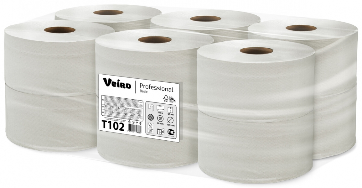 Туалетная бумага в средних рулонах Veiro Professional Basic T102