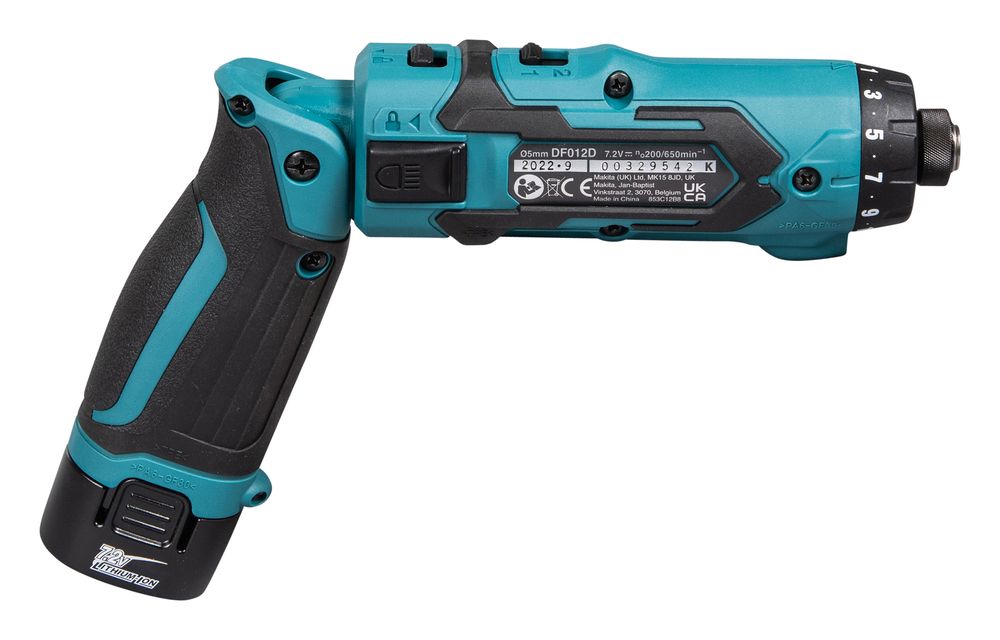 Отвертка аккумуляторная Makita DF012DSE 7.2В, 2х1.5 Ач, 5.6 Нм, 650 об/мин