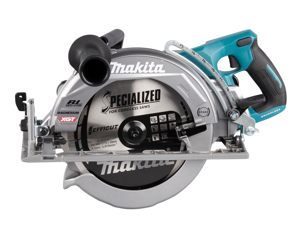Пила дисковая аккумуляторная с задней рукояткой Makita RS002GZ XGT 40В, 260 мм, 4000 об/мин, без акб и ЗУ