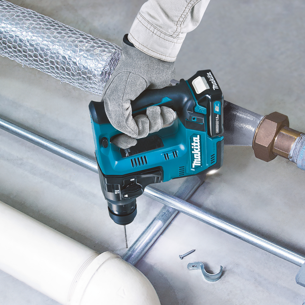 Перфоратор аккумуляторный Makita HR140DWAJ XGT 10.8В, 2х2.0 Ач, 14 мм, 1,0 Дж, SDS-PLUS