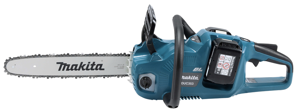 Пила цепная аккумуляторная Makita DUC353PT2 LXT BL 2х18В, 14"/35см, 3/8", 1,1мм, 20м/с, XPT, (2xBL1850B, DC18RD)