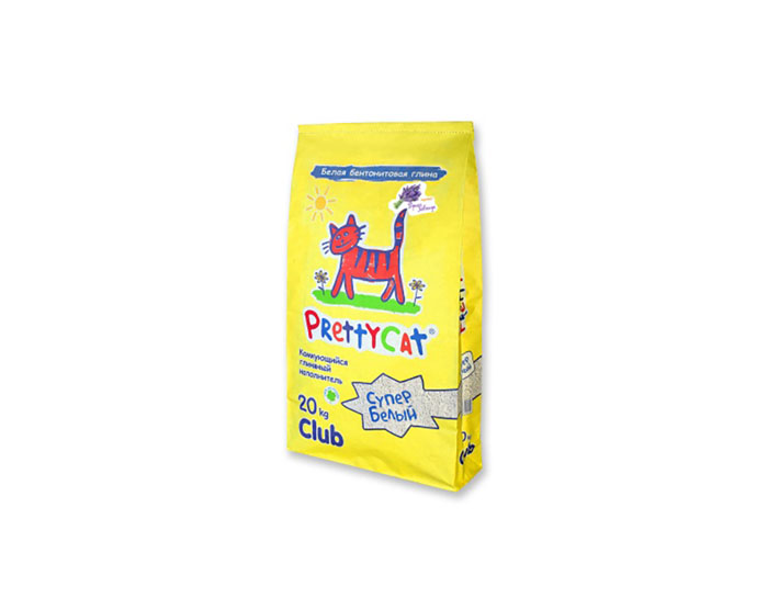 PrettyCat наполнитель комкующийся для кошачьих туалетов Cупер белый с ароматом лаванды 20 кг