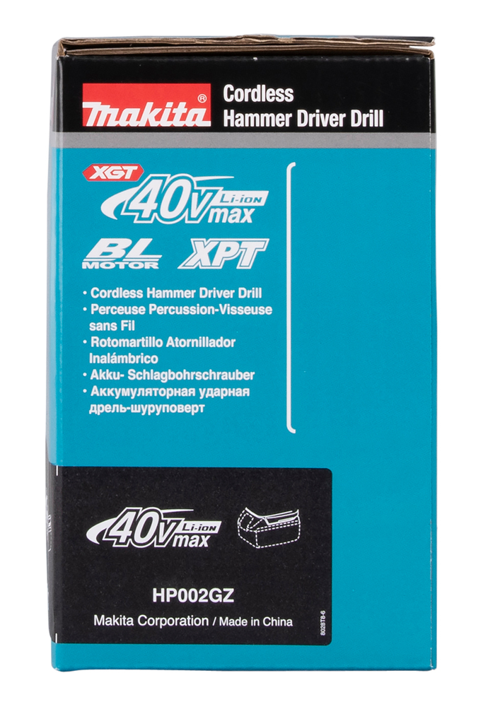 Ударная дрель-шуруповерт аккумуляторная Makita HP002GZ XGT 40В, 65 Нм, 2200 об/мин, без акб и ЗУ