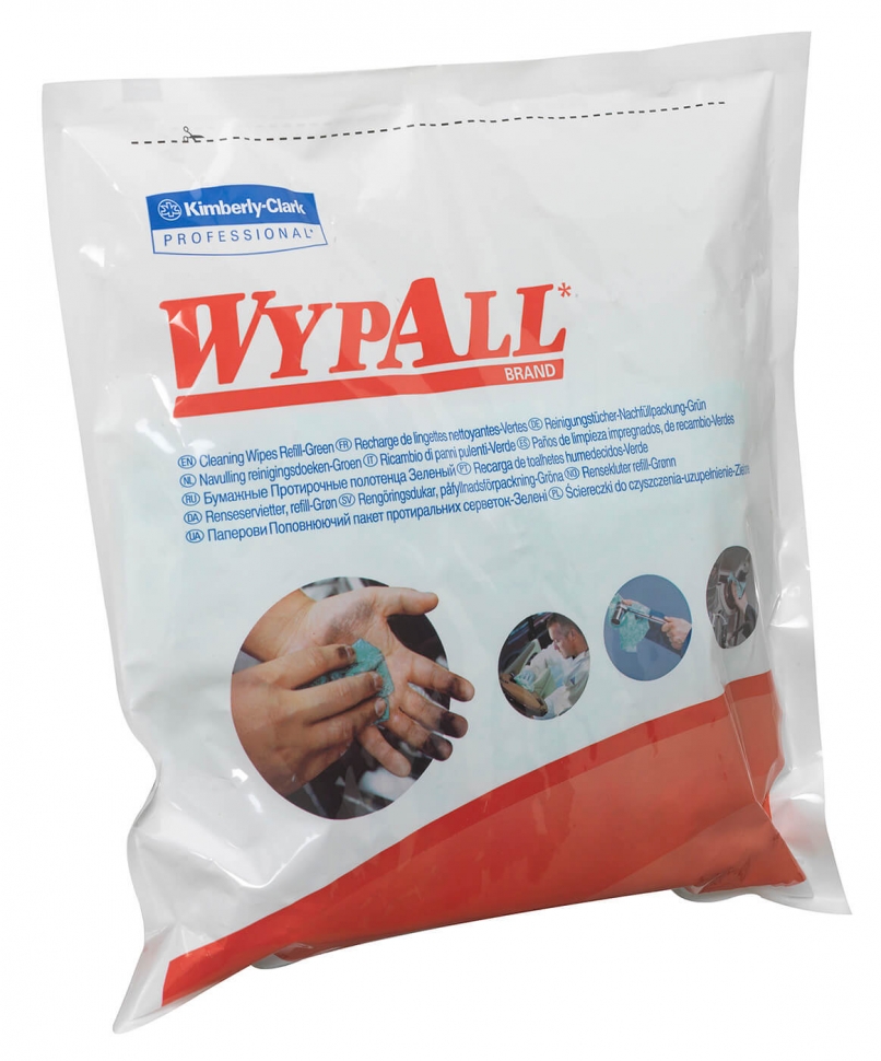 Протирочная салфетка Kimberly-Clark Wypall® Cleaning Wipes 7776 в герметичном пакете для замены в тубу 7775М