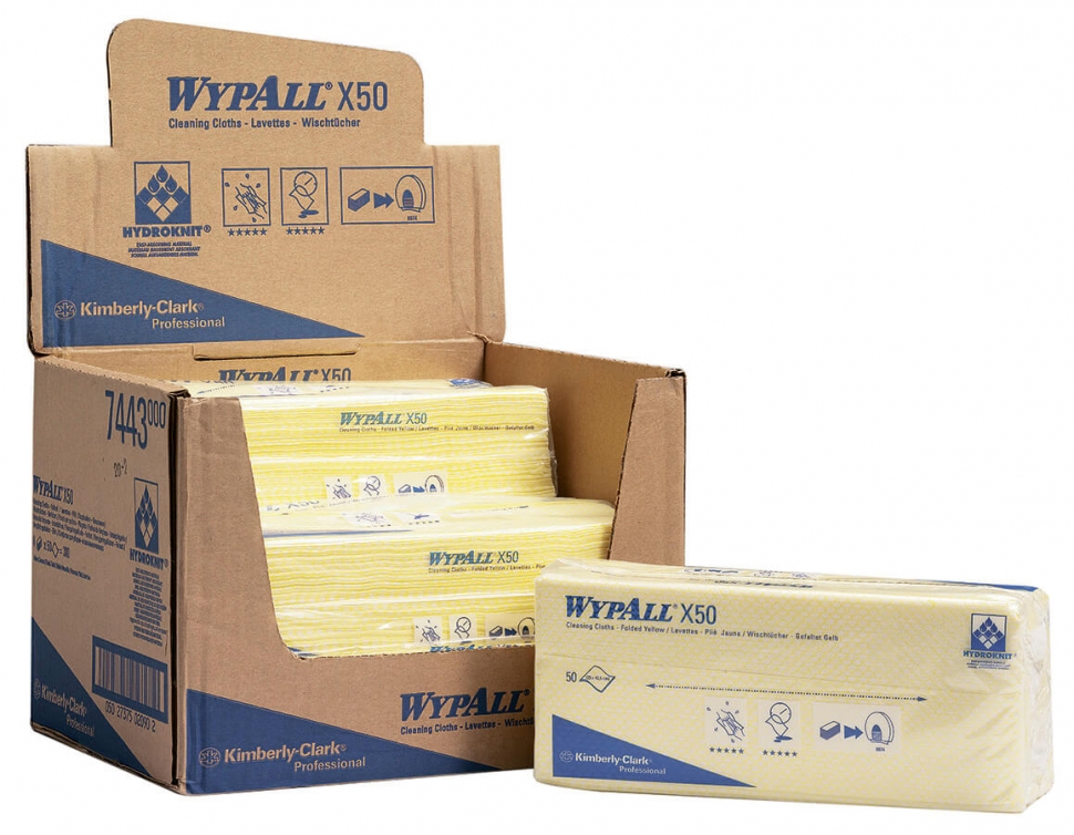 Протирочный материал Kimberly-Clark Wypall® X50 7443, желтый