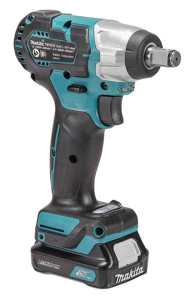 Гайковерт ударный аккумуляторный Makita TW161DWAE CXT 12В, 2х2.0 Ач, 1/2\", 165 Нм, 0 – 2400 об/мин