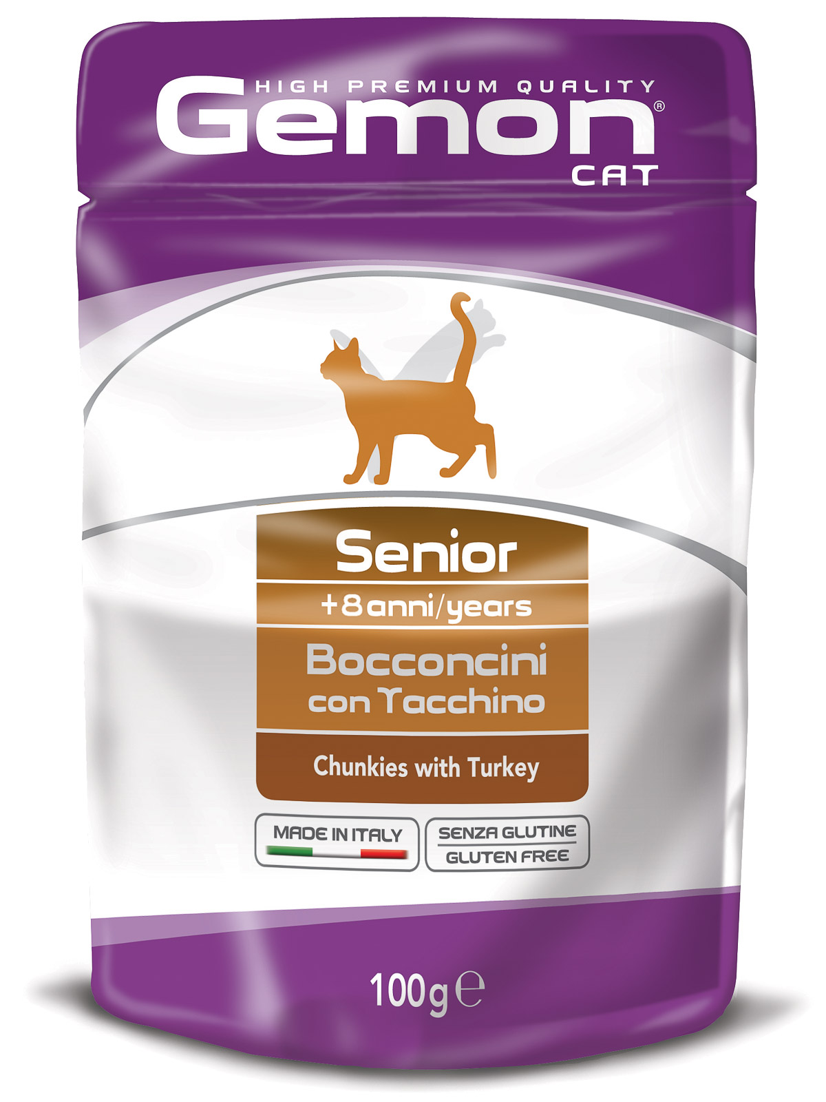 Gemon Cat Pouch паучи для пожилых кошек кусочки индейки 100г