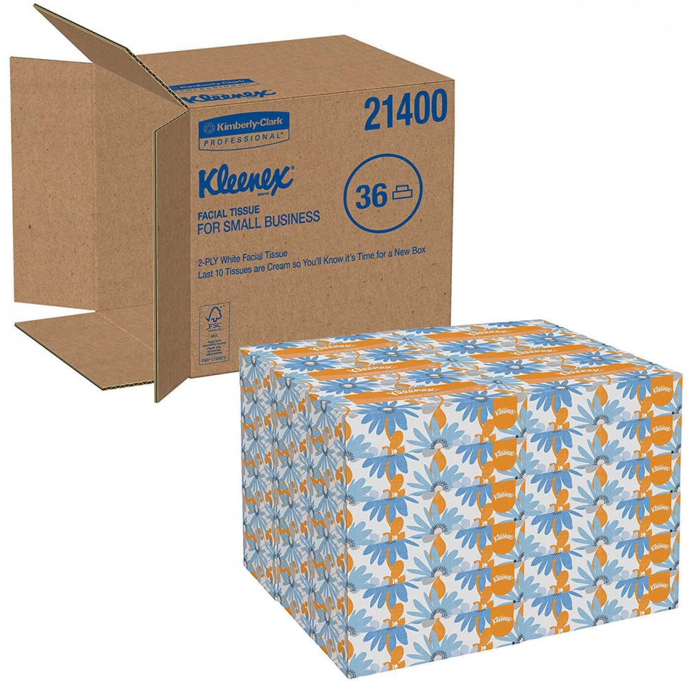 Гигиенические салфетки настольные Kimberly-Clark Клинекс 21400, двухслойные