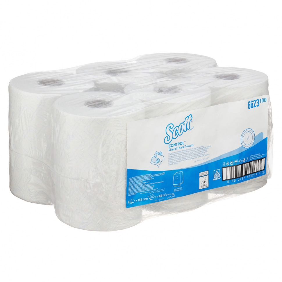 Бумажные полотенца в рулонах Kimberly-Clark Scott Control Slimroll 6623, однослойные