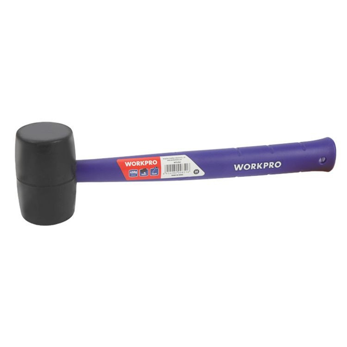 Киянка с пластиковой рукояткой 450г резиновая черная WORKPRO