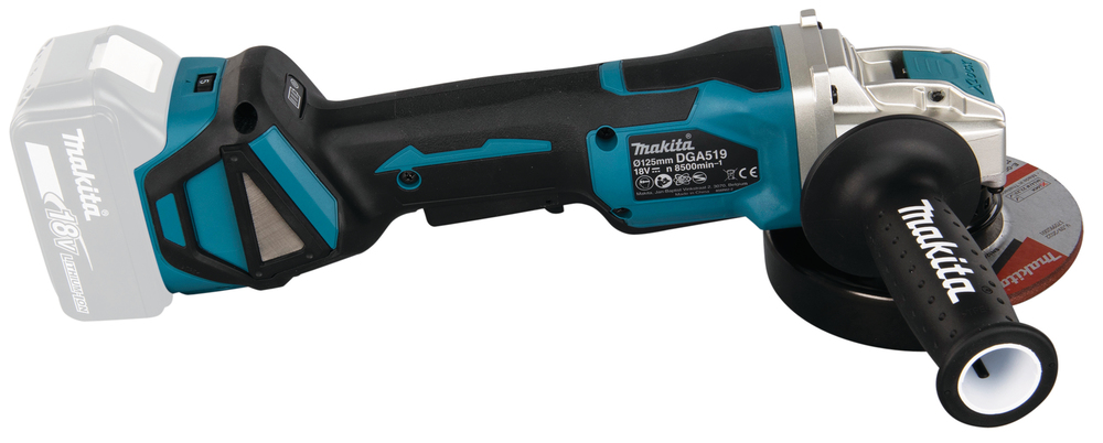 Угловая шлифмашина аккумуляторная с системой крепления диска X-Lock Makita DGA519Z LXT 18В, 125 мм, 3000 - 8500 об/мин, без акб и ЗУ