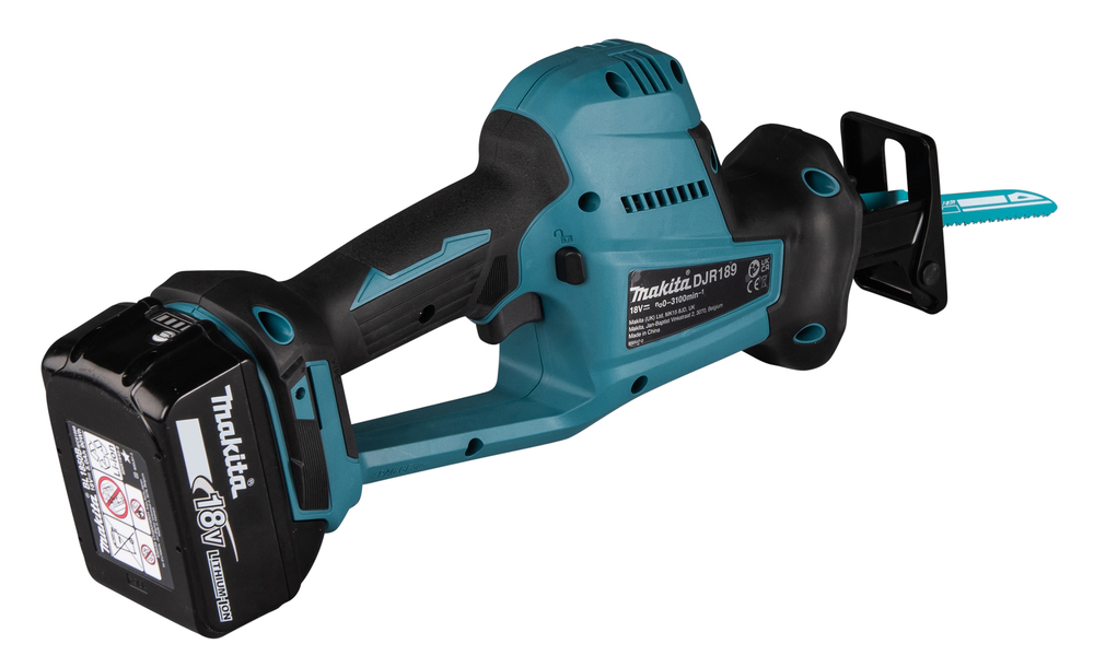 Пила сабельная аккумуляторная Makita DJR189Z LXT BL 18В, ход 22мм, рез 255мм, XPT, электрический тормоз, регулировка оборотов, поддержание оборотов под нагрузкой, бесключевая смена полотна, подсветка, без акб и ЗУ