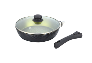 Сковорода BK-3787 28см (6) EMERALD со съемной ручкой и крышкой