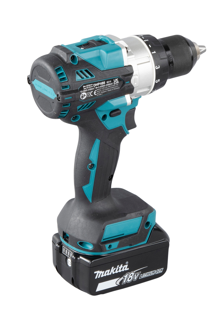Ударная дрель-шуруповерт аккумуляторная Makita DHP486RTJ LXT 18В, 2х5.0 Ач, 130 Нм, 2100 об/мин