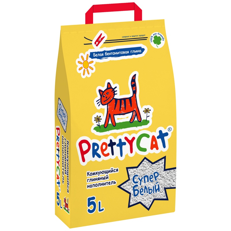 PrettyCat наполнитель комкующийся для кошачьих туалетов Супер белый 4,2 кг (5 л)