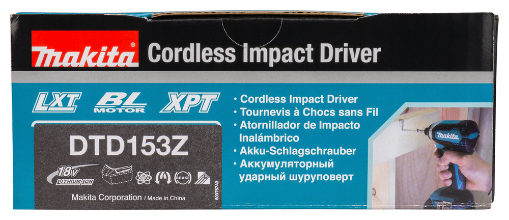 Аккумуляторный ударный шуруповерт Makita DTD153Z LXT 18В, 1/4\", 170 Нм, 0 – 3 400 об/мин, без акб и З/У