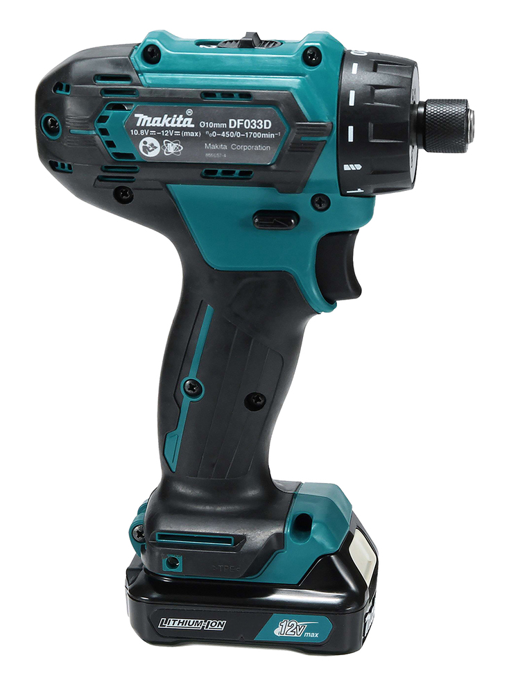 Дрель-шуруповерт аккумуляторная Makita DF033DWAE CXT 12В, 2х2.0 Ач Li-ion, 30 Нм, 1700 об/мин